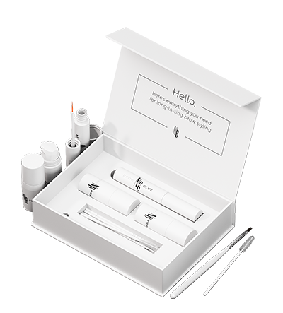 Nanobrow Lamination Kit shown with it's contents shown.