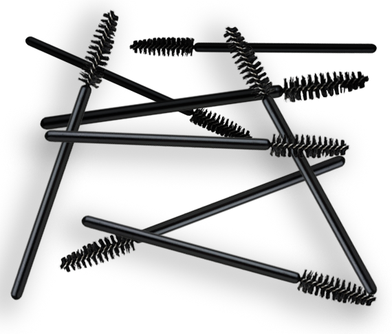 Black disposable mascara wands for eyelash brushing
