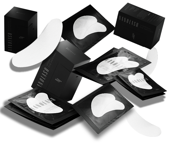 Nanolash hydrogel eye patches and packaging floating composition