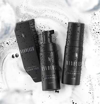 Nanolash shampoo in white foam