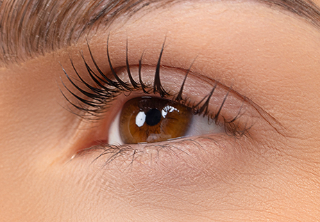 Close-up of an eye with long lashes