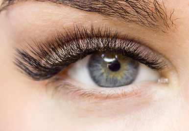 Close-up of an eye with long lashes