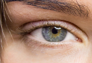 Close-up of an eye with short eyelashes