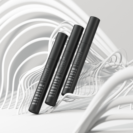 Three mascaras set at an angle on a white background